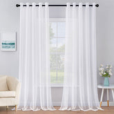MIULEE Solid Color Sheer Curtains 90 Inches Long 2 Panels Set
